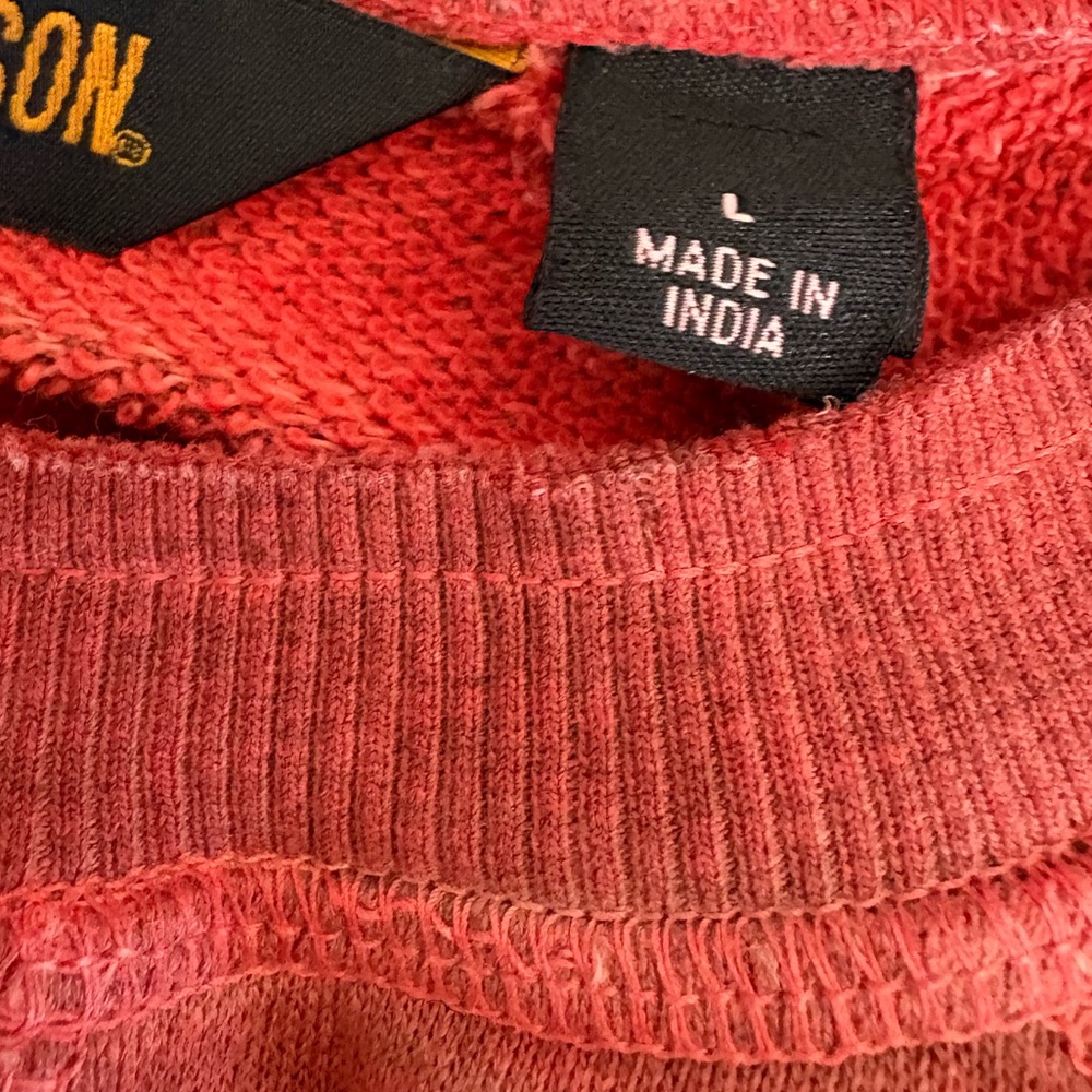 Harley-Davidson Red Ombre Crew Neck distressed Long sleeve Raw Hem‎ motorcycle L - Picture 10 of 14